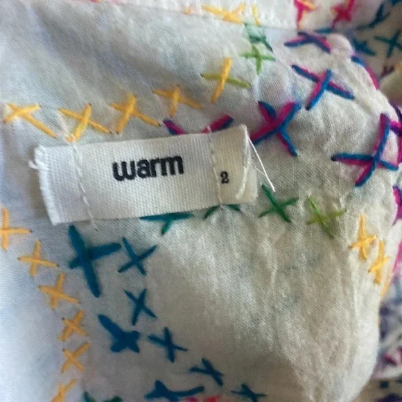 Madewell Warm Voile Phoebe Embroidered Cross-stitch Top Sz 2 100% Cotton Voile - Picture 4 of 7